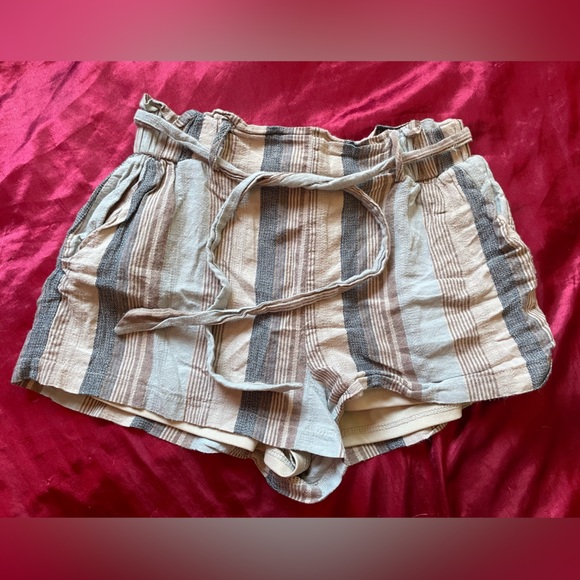 Blue stripped shorts with ribbon jock string - Picture 1 of 3